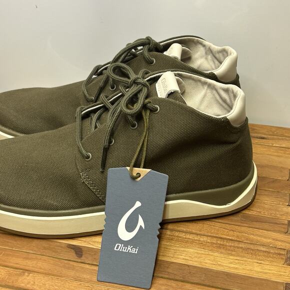 New Olukai Papaku Canvas Boot Mens Size 9.5 Olive Green
